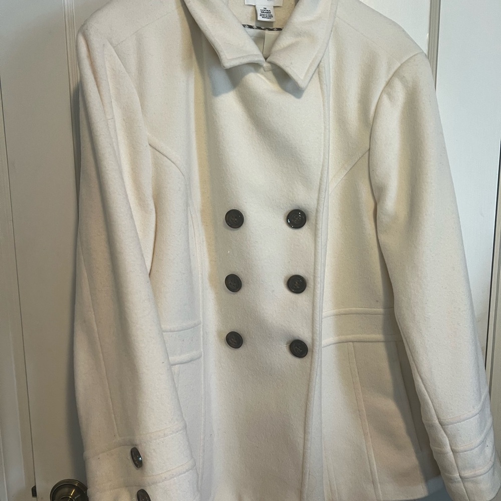 St. John's Bay Cream Double-Breasted Pea Coat
